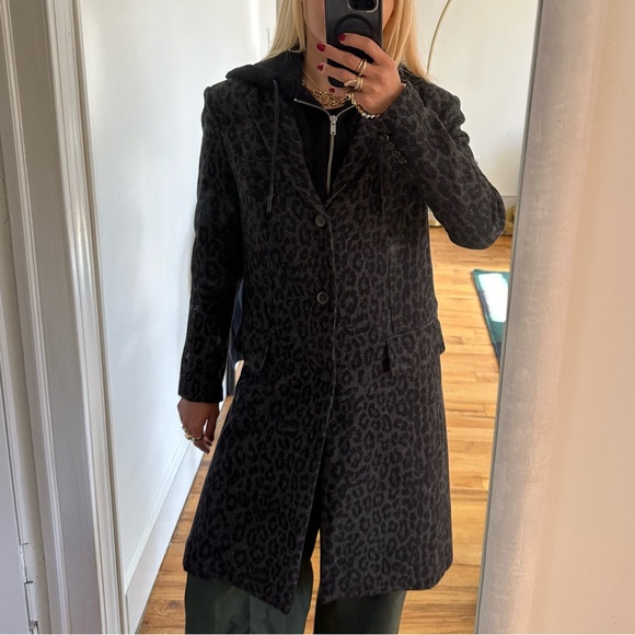 R13 Leopard Coat With Attached Hoodie Size Small - Picture 8 of 8